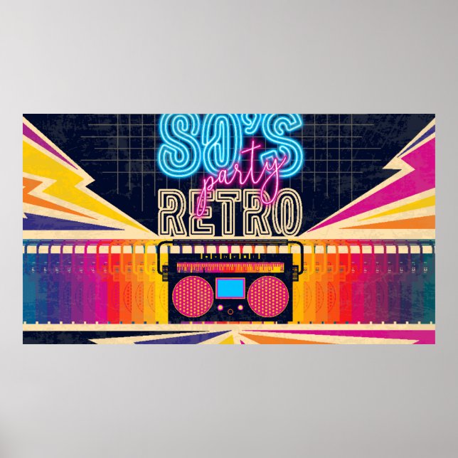 80er, Retro-Party. Altes Poster. Disco Poster (Vorne)