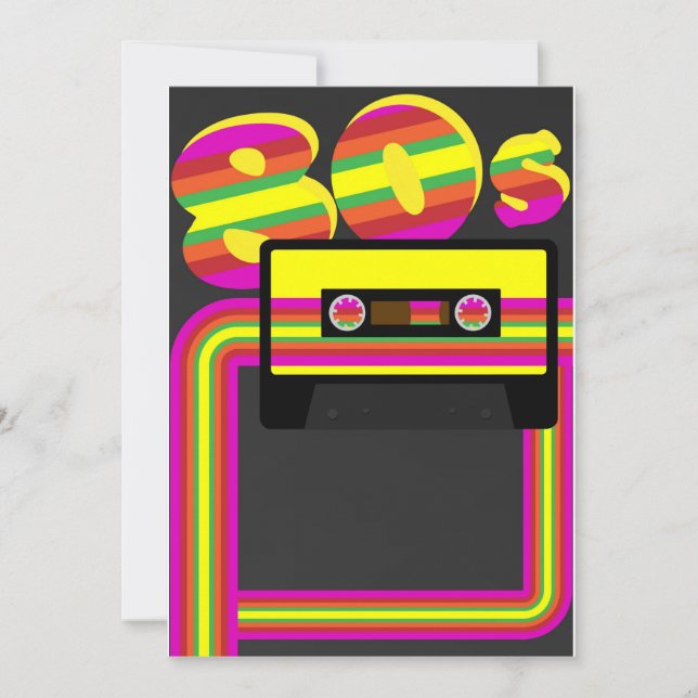 80er Retro Party Einladung (Vorderseite)