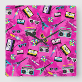 80er Retro Quadratische Wanduhr