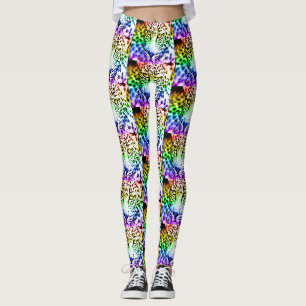 80er Retro Regenbogen Leopard Leggings
