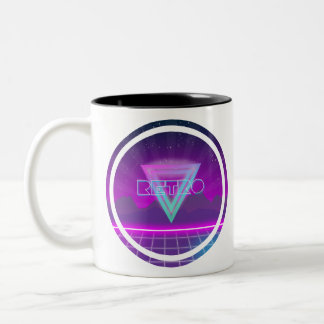 80er Retro Synthwave Gitter Zweifarbige Tasse