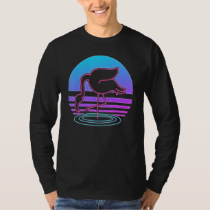 80er Retro Vaporwave Exotic Bird Synthwave Flaming T-Shirt