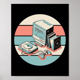 80er Retro-Vintage-Gamer-Arcade-Maschine Gaming-Ge Poster