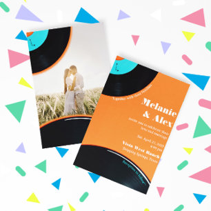 80er Retro-Vinyl-Schallplatten-Foto Save The Date Einladung