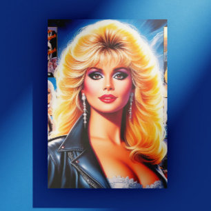 80er Retrowave Frau Postkarte