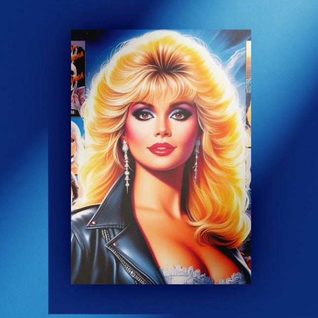 80er Retrowave Frau Postkarte (Von Creator hochgeladen)