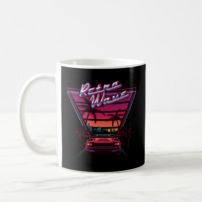 80er Retrowave Synthwave Liebe Wave Miami Beach Kaffeetasse (Links)