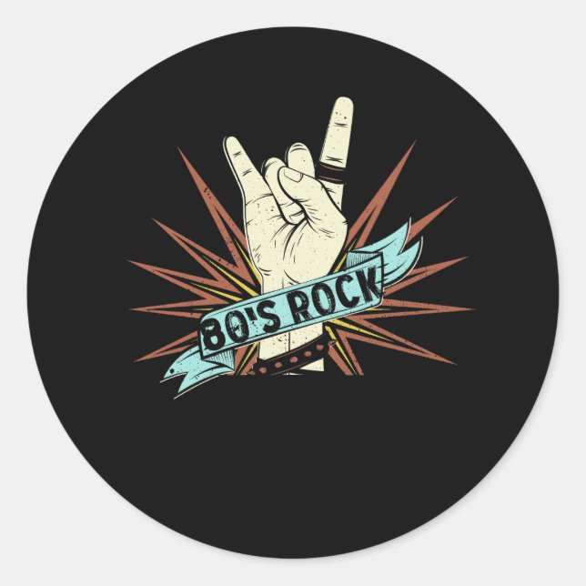 80er Rock Band 80er Rock and Roll Music Lover Rock Runder Aufkleber (Vorderseite)