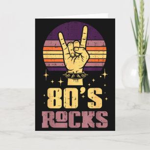 80er Rock Rocker Hand Retro Punk Metal Musik Männe Karte