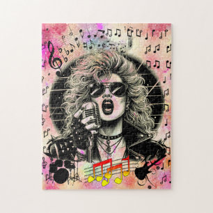 80er Rocker chick Sängerin Tinte Illustration