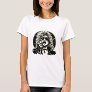 80er Rocker chick Sängerin Tinte Illustration T-Shirt