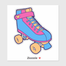 80er Skaten Pink Blue Summer Roller Skate Aufkleber