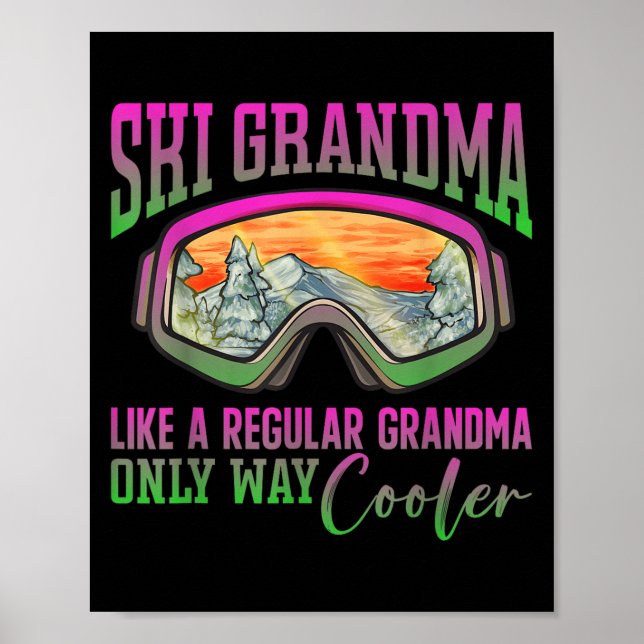 80er Ski Outfit Retro Ski Grandma Poster (Vorne)