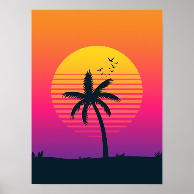 80er-Sonnenuntergang  Poster (Vorne)