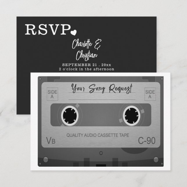 80er Style Retro Music Tape UAWG Einladung (Vorne/Hinten)