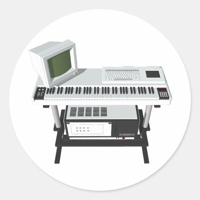 80er Style Sampler Keyboard: 3D-Modell: Runder Aufkleber (Vorderseite)