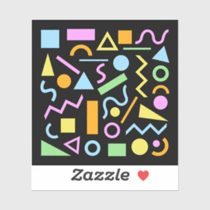 80er Style Shape Patternfarbe auf schwarz Aufkleber