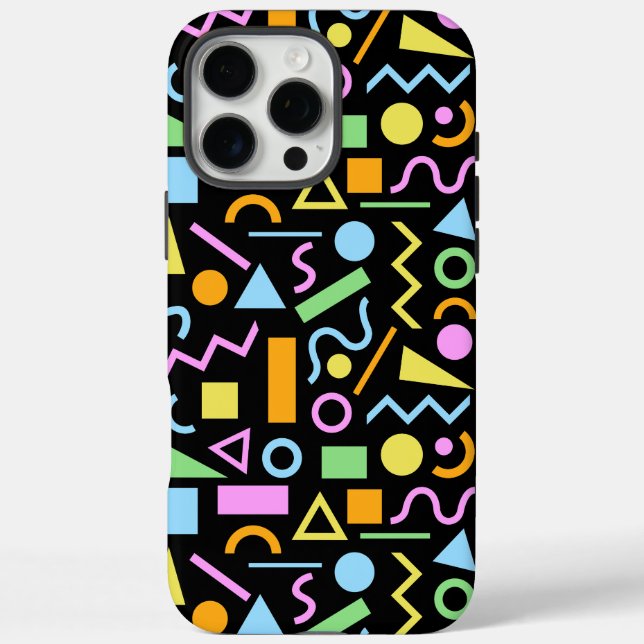 80er Style Shape Patternfarbe auf schwarz iPhone 16 Pro Max Hülle (Rückseite)
