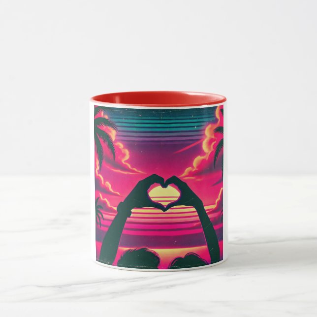 80er Sunset Romantische Liebe Tasse (Zentrum)