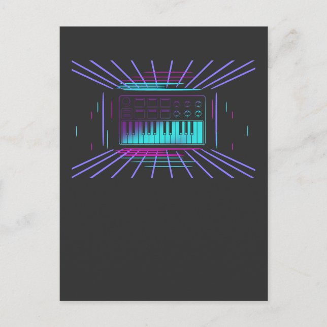 80er Synthesizer Keyboard Synth Analog Music Postkarte (Vorderseite)