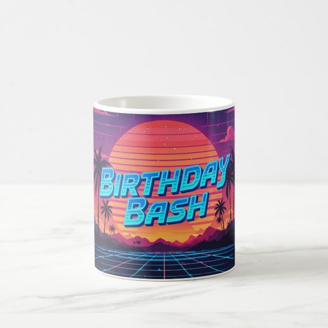 80er Synthwave Birthday Bash Kaffee Tasse (Mittel)