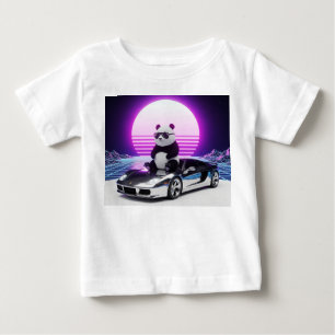 80er Synthwave-Panda auf Chrom-Auto Baby T-shirt