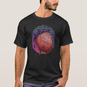 80er Synthwave Red Berry Fruit Retro Vaporwave Str T-Shirt