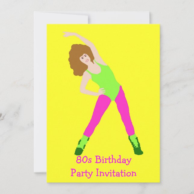 80er thematische Party Einladung 80er retrofluores (Vorderseite)