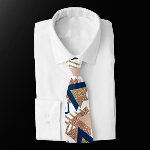 80er Trendy Abstrakt   Gold-Muster für Marine und  Krawatte