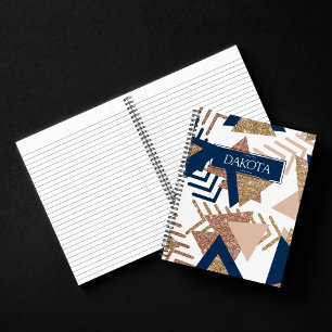 80er Trendy Abstrakt   Gold-Muster für Marine und  Notizbuch