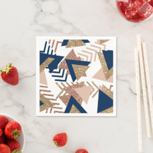 80er Trendy Abstrakt Gold-Muster für Marine und Serviette