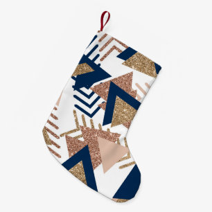 80er Trendy Abstrakt   Marine und Rose Gold Custom Kleiner Weihnachtsstrumpf