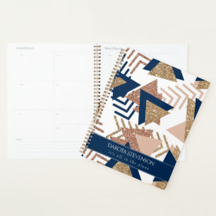 80er Trendy Abstrakt Marine und Rose Gold Custom Planer