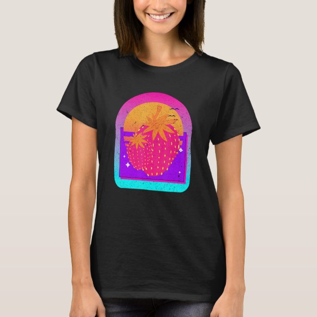 80er Vaporwave Ästhetische Erdbeeren Fruchtbeere S T-Shirt (Vorderseite)