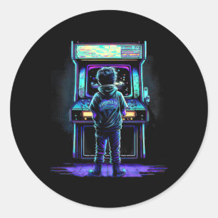 80er Video Game Vintag Retro Arcade 3 Runder Aufkleber