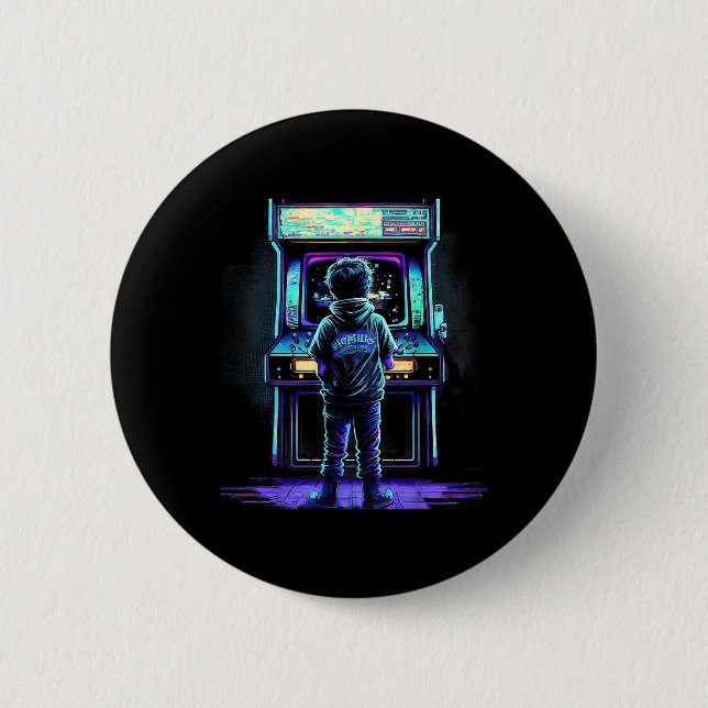 80er Videospiel Vintage Retro Arcade 3  Button (Vorderseite)