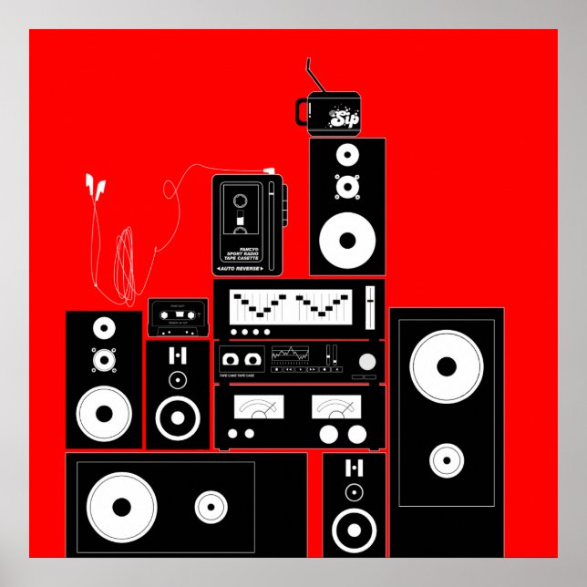 80er VINTAG AUDIO GEAR "AUTO REVERSE" Poster Art (Vorne)