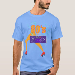 80er Vintag Roller Skate Disco Girl Boom Box T-Shirt