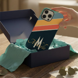 80er Vintage ästhetische Stripe stilvolle Monogram iPhone 14 Pro Max Hülle