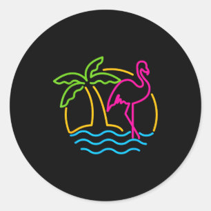 80er Vintage Miami Retro Neon Nk Flamingo Runder Aufkleber
