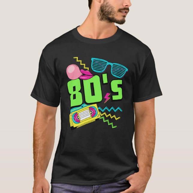 80s Costume Theme Party 80s Outfit Retro Party Vin T-Shirt (Vorderseite)