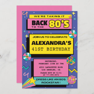 80s fête Budget Retro 41e anniversaire invitations