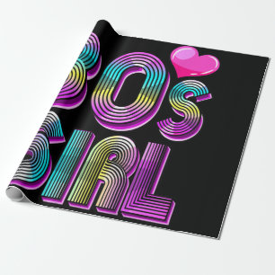 80's Girl Birthday Party Costume Retro Vintage Geschenkpapier