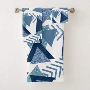 80s Luxe Abstrait   Turquoise et bleu marine