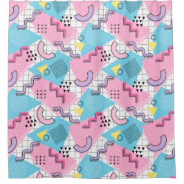 80's Memphis Active Pink Light Blue Duschvorhang