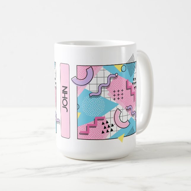 80's Memphis Active Pink Light Blue Kaffeetasse (VorderseiteRechts)