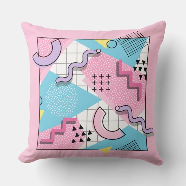 80's Memphis Active Pink Light Blue Kissen (Vorderseite)