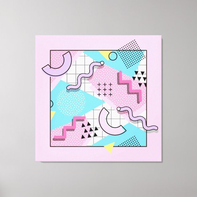 80's Memphis Active Pink Light Blue Leinwanddruck (Vorderseite)