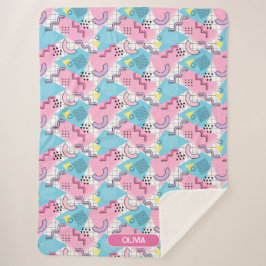 80's Memphis Active Pink Light Blue Sherpadecke