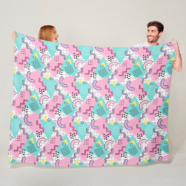 80's Memphis Active Pink Light Turquoise Fleecedecke